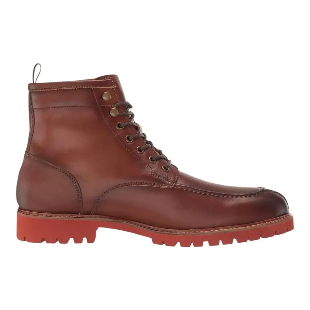 Vince Camuto Men's Kameil Leather Waterproof Lace Up Boots Reddish Brown Size 9